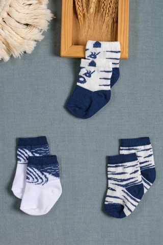 Cocole Socks Erkek Çocuk Soket Çorabı 3 Lü Set Pamuklu Soyut Figür Desenli Çok Renkli