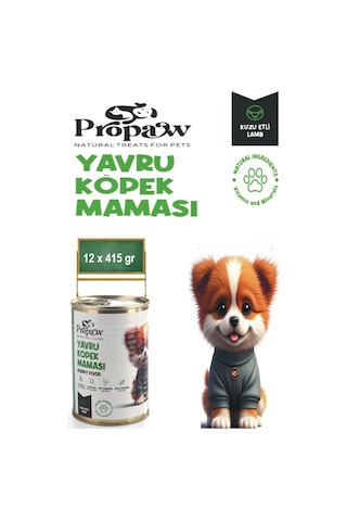 Propaw Kuzu Parça Etli Jöleli Premium Tahılsız Yavru Köpek Maması 12 x 415 G