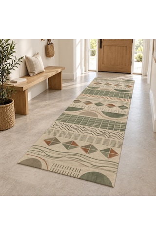 Kartela Halı Adaçayı Kareleri Adaçayı Bakır Koridor Mutfak Yolluk Halısı Kaymaz Taban 80x240 Cm