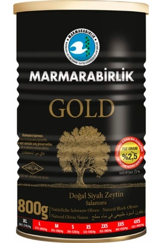 Marmarabirlik Gold XL Siyah Zeytin Teneke 800 G + Salamura 201-230 KB XL Siyah Zeytin Teneke 800 G