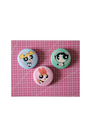 Akumastik Powerpuff Girls Bubbless - Buttercup - Blossom 3lü Çanta Süsü Rozet-iğneli Buton Rozet Seti Çeşitli Çeşitli