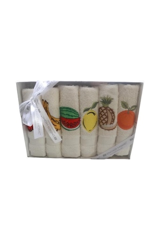 30x30 Cm 6 Ad. Meyve Desen Nakışlı Kutulu Peçete Mutfak Havlu Set