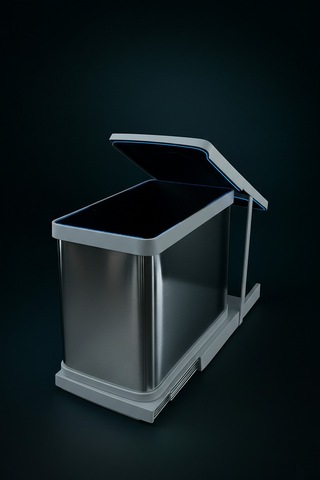 Cassone 24 Litre, Dolap İçi Raylı Gri, Paslanmaz Krom Çöp Kovası , Kapak Genişliği 40 Cm Açık Gri