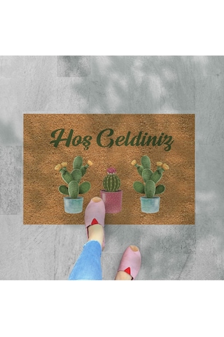 Kaktüsler Temalı Coco Görünümlü Dekoratif Kapı Önü Ve Iç Mekan Paspası Indigo