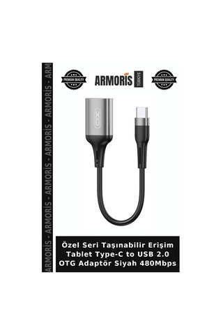Özel Seri Taşınabilir Erişim Tablet Type-c To Usb 2.0 Otg Adaptör Siyah 480mbps