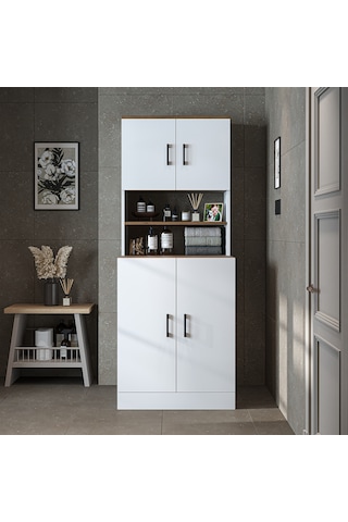 Çamaşır-kurutma Makinesi Dolabı Kapaklı Banyo Dolabı.51 Mat Beyaz - Atlantik