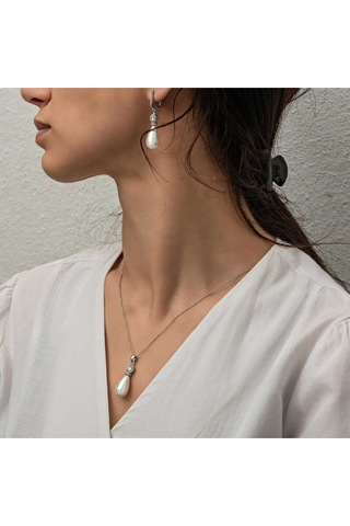 Casera's Gümüş Damla İnci Kadın Set Csr2185533 Gümüş