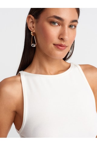 Dilvin 21048 Halter Yaka Top-ekru Ekru