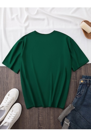 Uyguntarz Unisex Smile Baskılı Tasarım Tshirt Yeşil