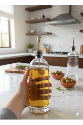 Morponi Akıtmaz Gold Başlıklı 2'li Yağdanlık Seti 500 Ml Thn Şeffaf