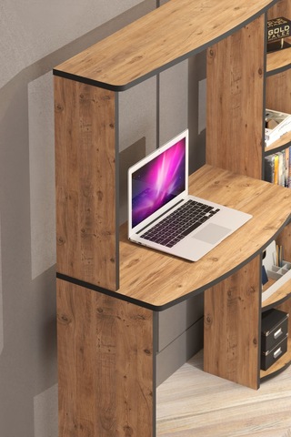 Çalışma Masası 5 Raflı Kitaplık Atlantik Çam Kahverengi