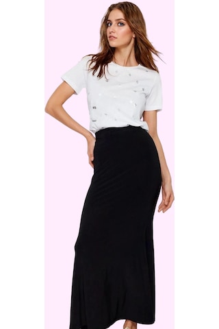 Ersefa Moda Regular Düz Desen Günlük Maxi Boy Vücuda Oturan Balık Form E Siyah