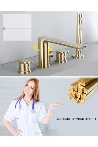 Banyo Bataryası Küvet Jakuzi Duş Seti Ankastre Mat Gold Yeni Ürün Altın