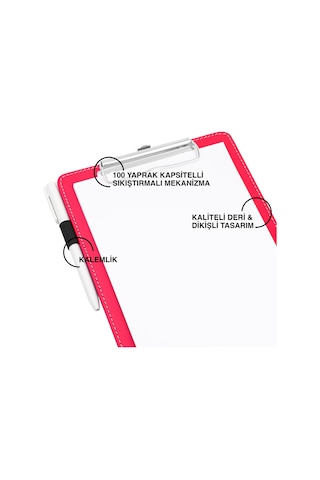 Sekreterlik,a5 Küçük Boy,kapaksız,a5 Clipboard Vegan Suni Deri,17,5x24,5 Cm.,fuşya/pembe