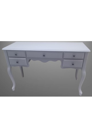 Dresuar Makyaj Masa 5 Çekmece Kayın Aslan Ayak Parlak Lake Gri Kutuda Sevk El Yapımı Gri