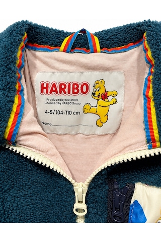 Harıbo Haribo Lisanslı Çocuk Dik Yaka Peluş Polar Ceket Kontrast Fermuarlı Yeşil