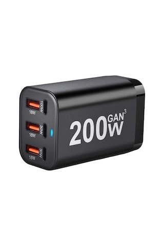 Elmpaly Usb C Hizli 200w 6 Port Sarj Aleti Black İphone Uyumlu 14 13 12 Serisi S23 S22 S21 İcin Gan Adaptor