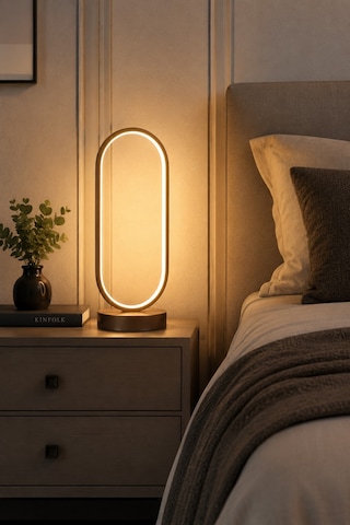 Zzez Kahverengi Gün Işığı Led Işıklı Modern Tasarım Led Masa Lambası - Abajur - Gece Lambası