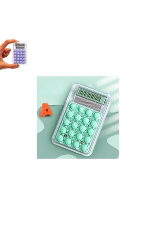 Mini Hesap Makinesi Silikon Tuşlu Lcd Ekran 8 Haneli Şeffaf Mini Hesap Makinesi Ebat 8,5cm X 5,4cm Turkuaz