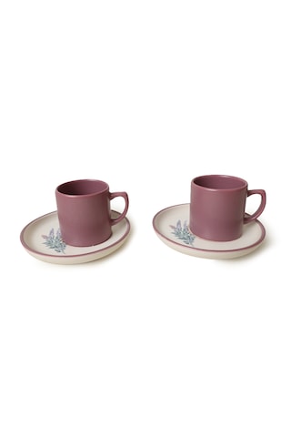 Keramika Elegant Blossoms Violet Kahve Takımı 4 Parça 2 Kişilik