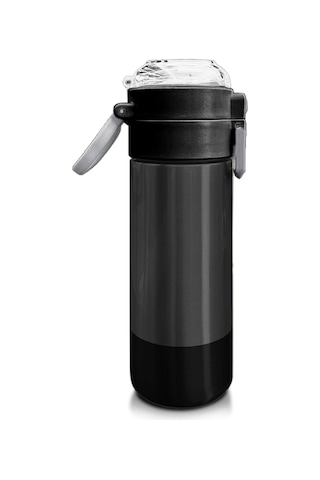 Coral High Kids Koyu Gri Siyah Desenli Pipetli Ve Direkt İçim Çelik Termos 500 Ml 31824 Siyah
