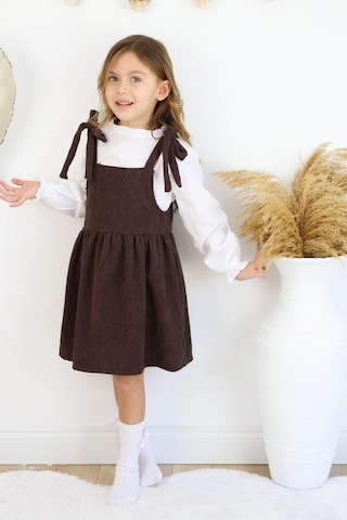 Fitilli Kadife Elbise İkili Takım kahverengi