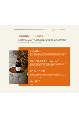 Gaia Pearls İkili Set Turuncu Seri 500 Ml X2 Avrupa Birliği Coğrafi İşaretli Milas Memecik Erken Hasat Soğuk Sıkım Zeytinyağı Yoğun Meyvemsi