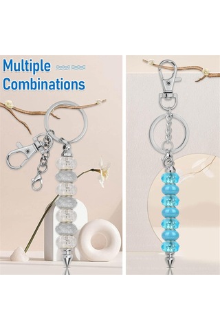 Gatherco 26 Adet Boncuklu Anahtarlık Çubuğu, Boncuklu Anahtarlık, Kolye Yapımı İçin Boncuklu Anahtarlık, Anahtarlık Yapımı İçin Boş Anahtarlık Aksesuarları