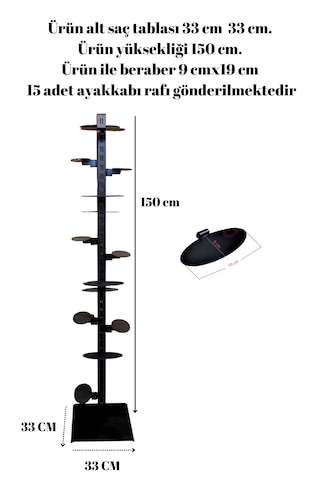 150 Cm Yükseklik 15 Adet Ayakkabı Raflı- Ayakkabı Reyonu-ayakkabı Siyah