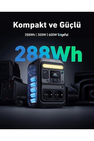 Anker Solix C300x Ac 288wh I 300w 600w Surgepad Taşınabilir Güç Kaynağı - A1723