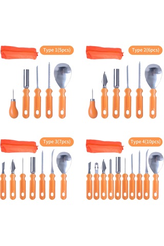 5 Adet Cadılar Bayramı Balkabağı Oyma Seti Profesyonel Paslanmaz Çelik Aletler Profesyonel Balkabağı Kesme Oyma Malzemeleri