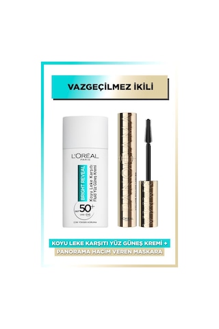 L'Oréal Paris Koyu Leke Karşıtı Yüz Güneş Kremi SPF50+ 50 ML + Panorama Hacim Veren Maskara