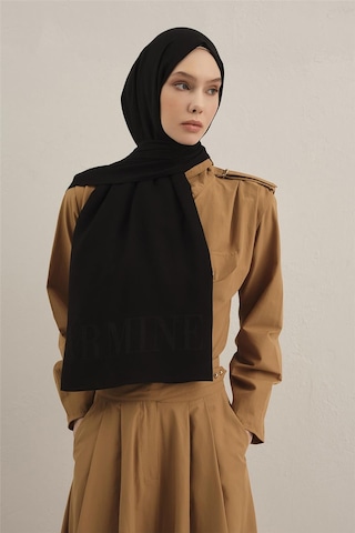Armine Logo Drop Pamuk İpek Şal 01 Siyah