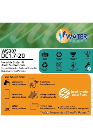 Water Sound Sessiz Daire Içi Hidrofor, Güneş Enerjisi, Şebeke Basınç Artırıcı Otomatik Pompa 2 Bar 2