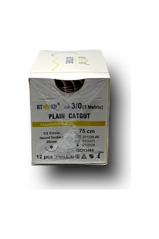 Plain Katküt 3/0 Yuvarlak 1/2 20 MM