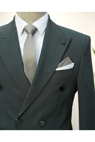 Bys Beystil Erkek Yeşil Slimfit Kruvaze Takım Elbise
