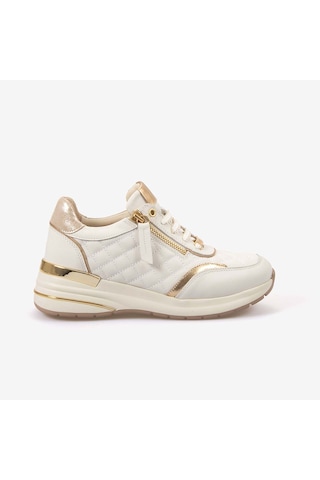 Kemal Tanca Kadın Eva Taban Kapitone Dikiş Bağcıklı Spor & Sneaker Ayakkabı 7100 Krem