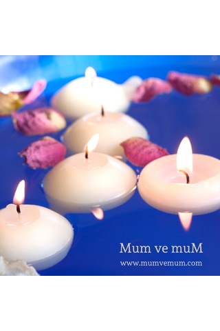 12 Li Çap 5 Cm Beyaz Yüzen Mum Beyaz