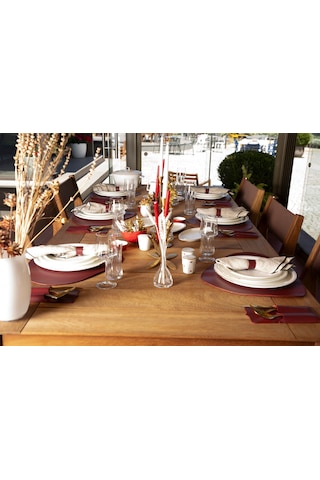 Velato Leather Place Mat Set Kahverengi