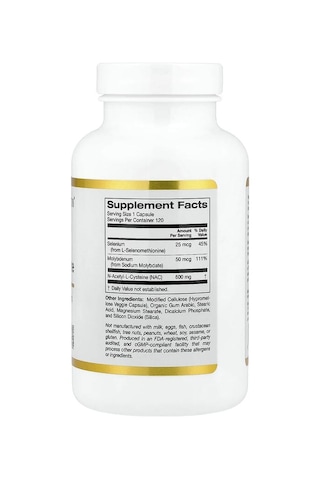 California Gold Nutrition, N-acetyl L-cysteine With Selenium & Molybdenum, 120 Veggie Capsules