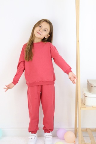 Kız Çocuk İki İplik Basic Eşofman Takımı Kırmızı