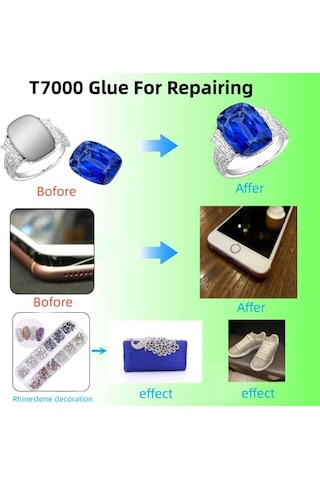 T-7000 50 Ml Süper, Cam, Kumaş, El Sanatı, Yapıştırıcı, Yapboz, Tutkal Onarıma Uygun Çok Amaçlı Yüksek Performanslı Endüstriyel Tutkal Yarı Sıvı Siyah Yapışkan 50 Ml, 1 Paket
