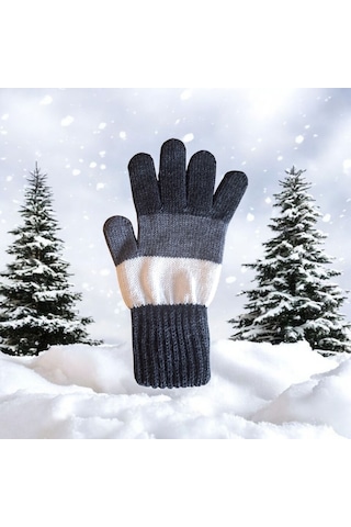 Garson Beden Erkek Çocuk Eldiven Lacivert Beyaz - 8-12 Yaş Lacivert