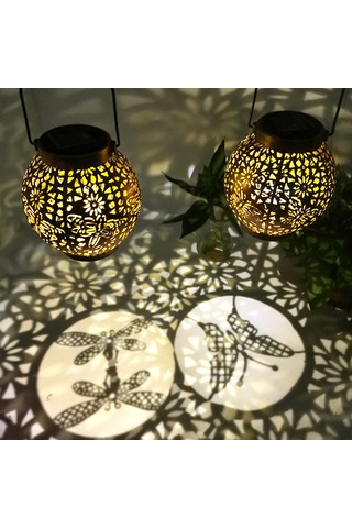 Singree Bahçe Dekorasyonu İçin Metal Kelebek Ve Sinekkuşu Desenli Güneş Enerjili Led Aydınlatma Lambası