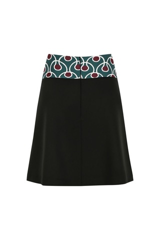 Kadın Fermuar Detaylı Beli Desenli Pileli Etek Frn4052 Siyah