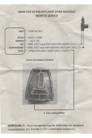 Bmw E39 ve E46 Uyumlu Katlanır Ayna Modülü
