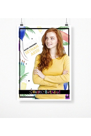 Bk Gift Kişiye Özel Doğum Günü Kanvas Kumaş Afiş Poster 50 X 70 Cm 2