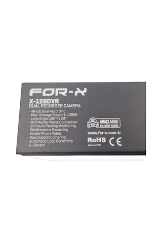 For-x 2 Kameralı 4k Araç Ön Ve Arka Kayıt Kamerası , For-x X-128dvr 4k Araç Ön Ve Arka Kamera Siyah