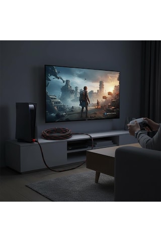 Parcbeny Pm-9554 3 Metre Yüksek Hızlı 1.4v Hdmı Kablosu 1080p-4k-3d Dayanıklı Örgülü Dış Kılıf
