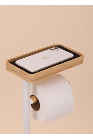 The Mia Bambu Tepsili Tuvalet Kağıdı Standı Beyaz Glv0757 Beyaz
